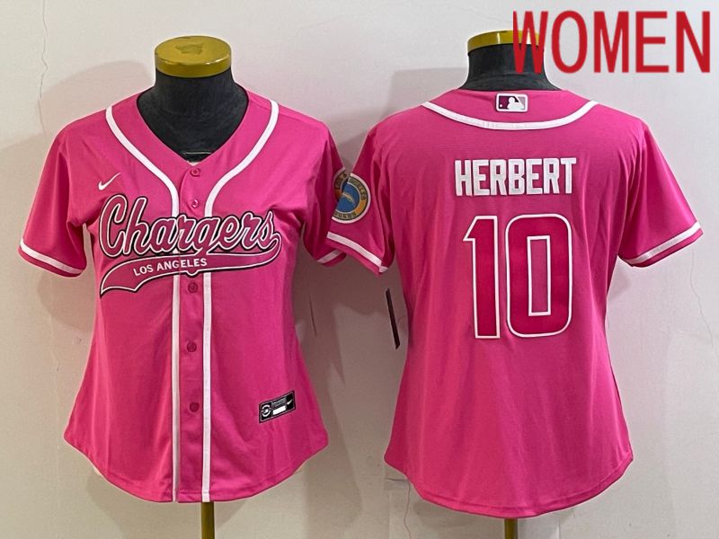 Women Los Angeles Chargers #10 Herbert Pink 2022 Nike Co branded NFL Jerseys->washington redskins->NFL Jersey